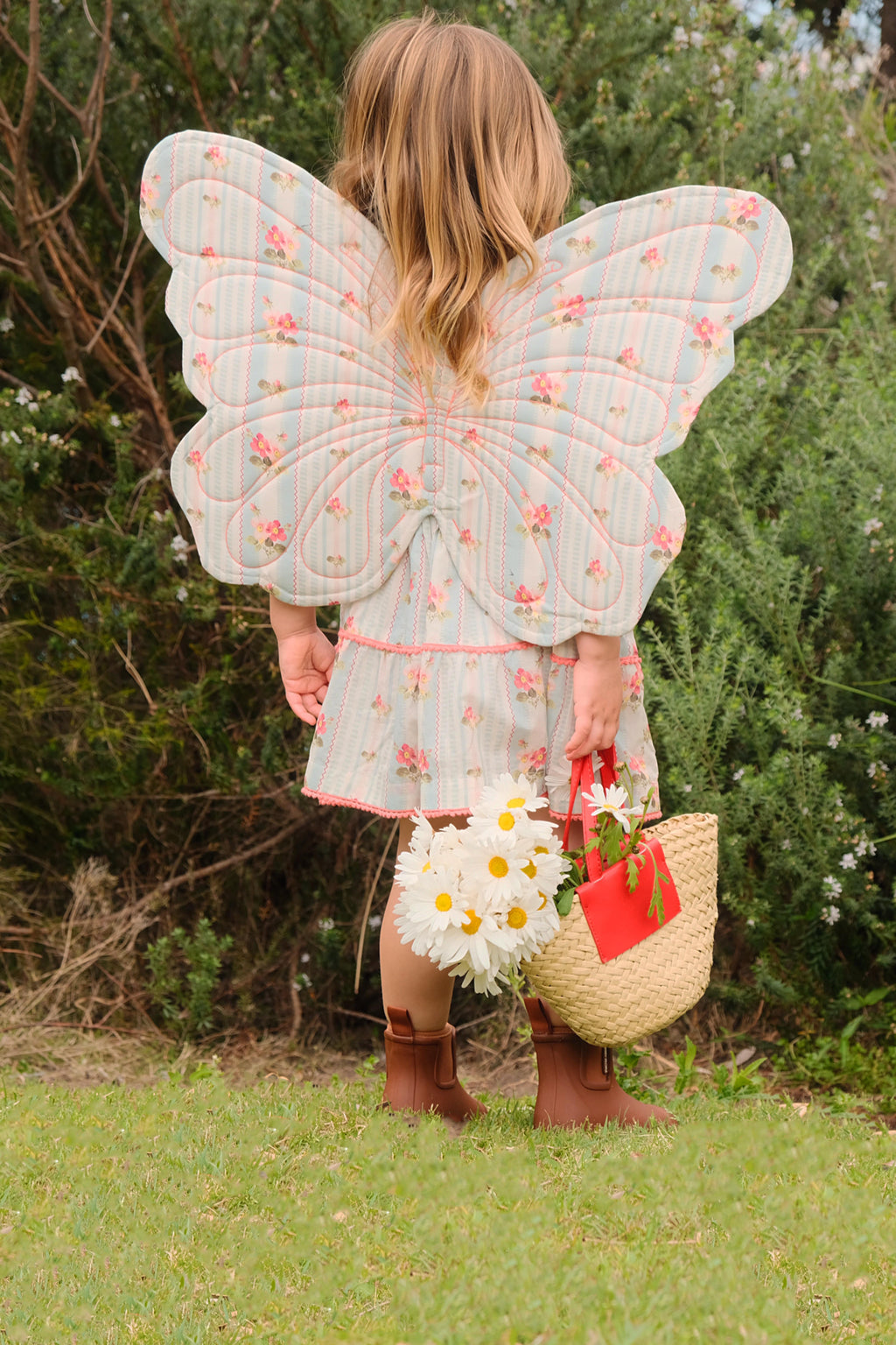 Blue Floral Quilted Wings