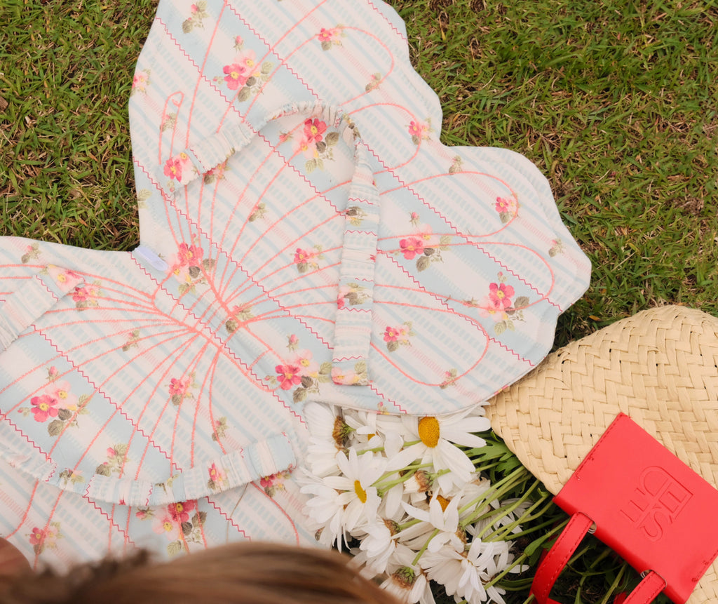Blue Floral Quilted Wings