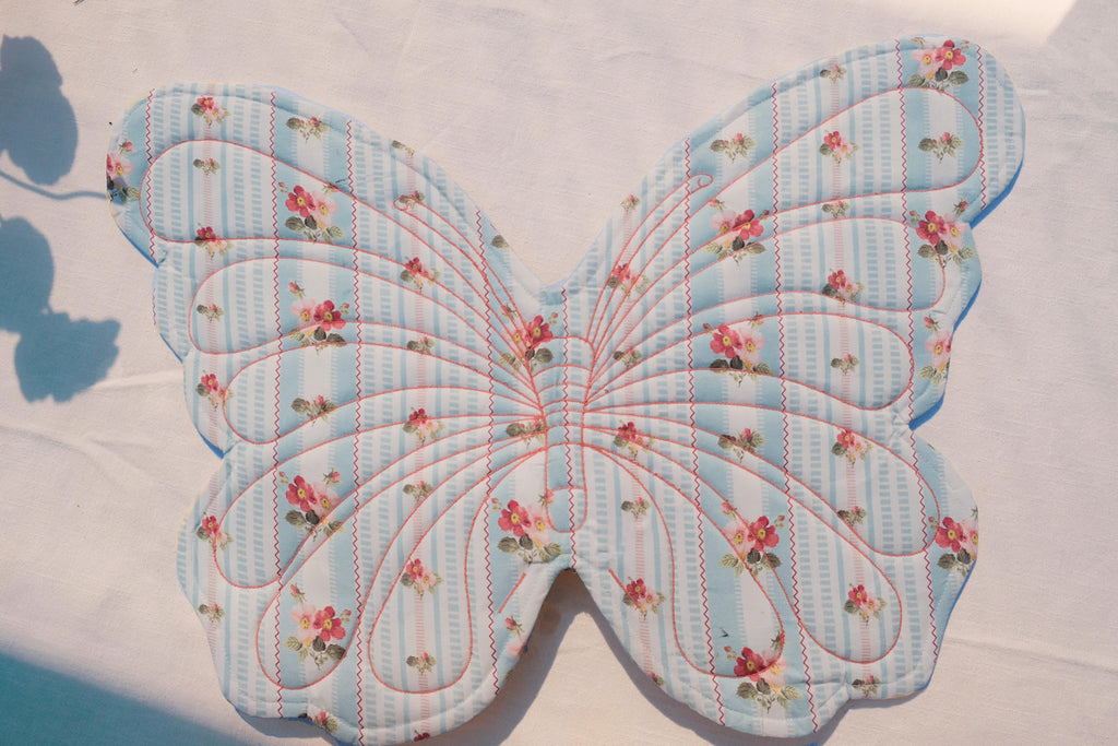 Blue Floral Quilted Wings