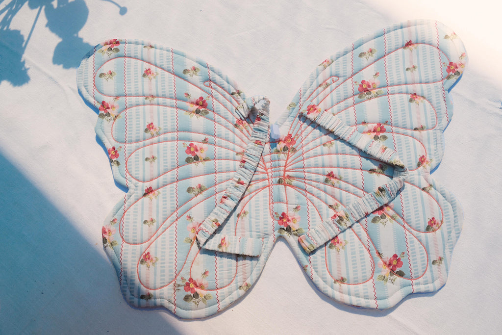 Blue Floral Quilted Wings